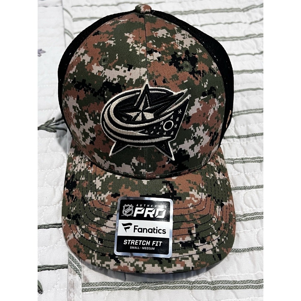 Fanatics NHL Blue Jackets Mesh Stretch Fit Small-medium Black And Camo